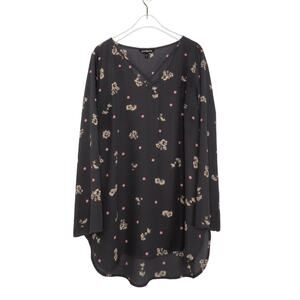 Express Purple Floral And Pokla Dot Shirt Boho Blouse Large